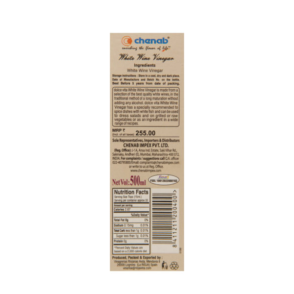 Dolce Vita White Wine Vinegar - Image 4