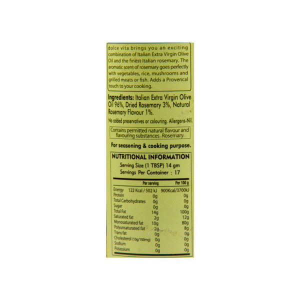 Dolce Vita Flavoured Extra Virgin Olive Oil with Rosemary - Image 4