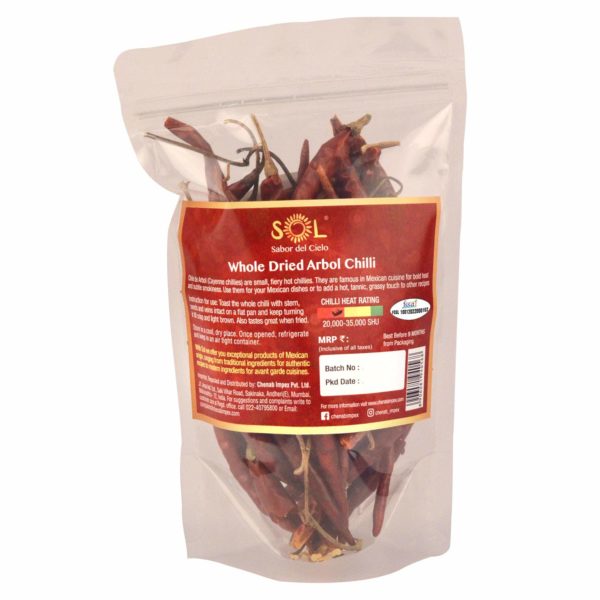 Sol Whole Dried Arbol Chillies with stem (40g)