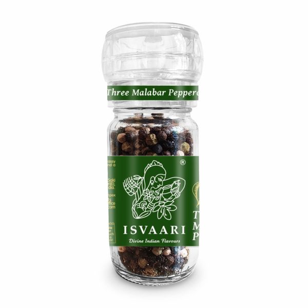 isvaari-fairtrade-malabar-three-peppercorns-in-grinder-50g