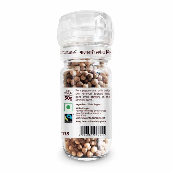 isvaari-fairtrade-malabar-white-peppercorns-in-grinder-50g