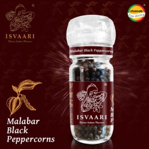 Isvaari Fairtrade Malabar Black Peppercorns in Grinder, 50G