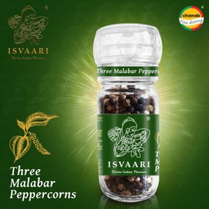 Isvaari Fairtrade Malabar Three Peppercorns in Grinder, 50g