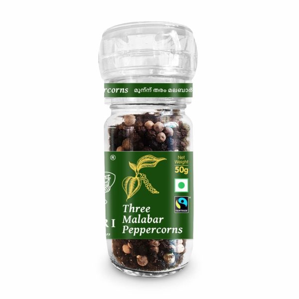 isvaari-fairtrade-malabar-three-peppercorns-in-grinder-50g