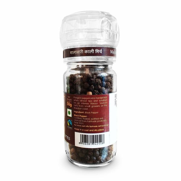 isvaari-fairtrade-malabar-black-peppercorns-in-grinder-50g