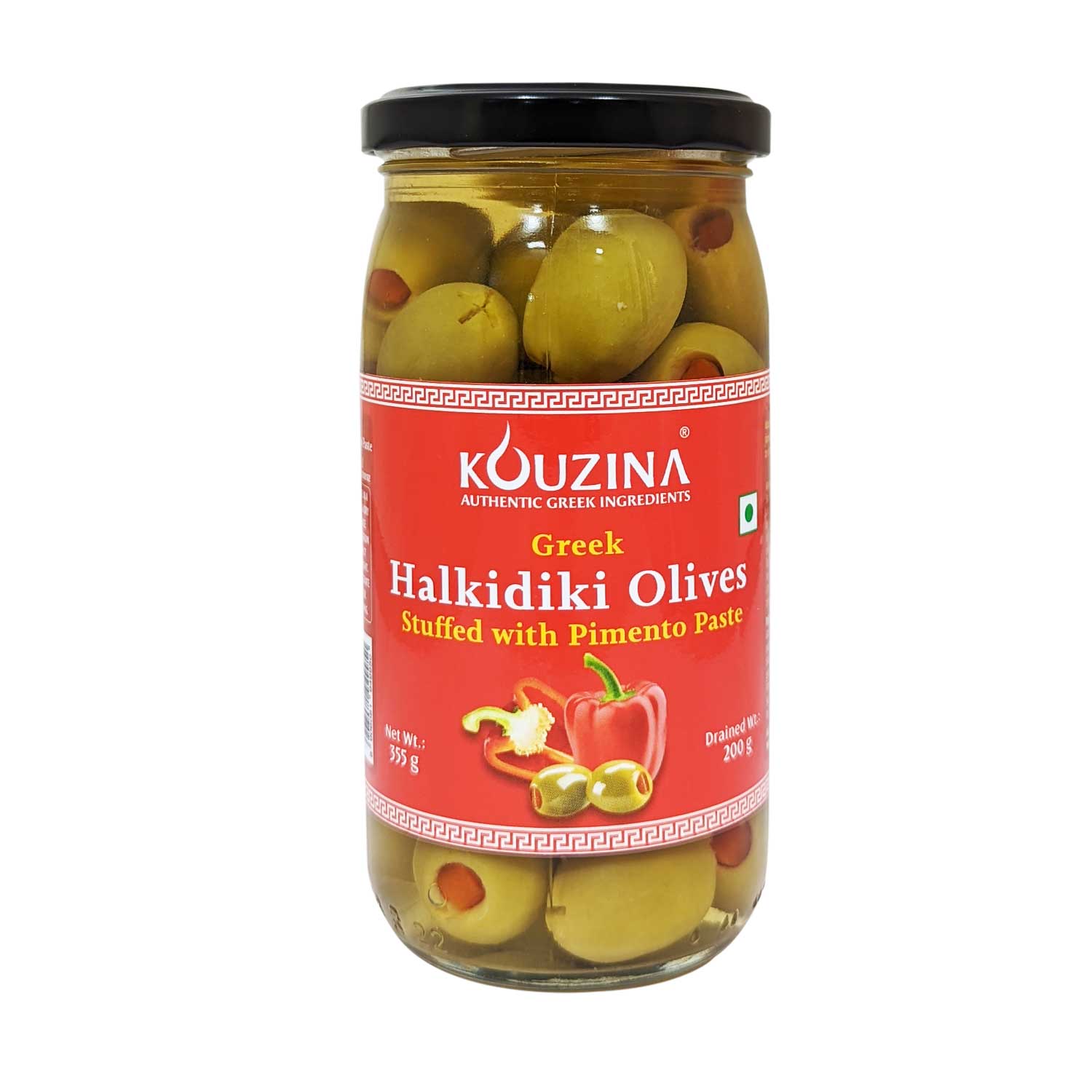 Kouzina Halkidiki Olives Stuffed with Pimento Paste, 200g