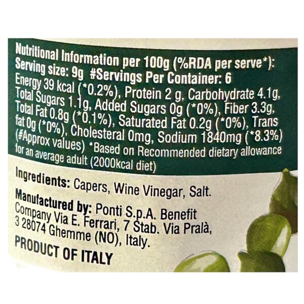 Ponti Capers in Wine Vinegar 95g - Image 5