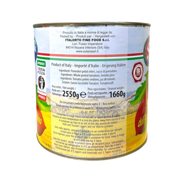 Solania San Marzano Peeled Tomatoes 2550g back