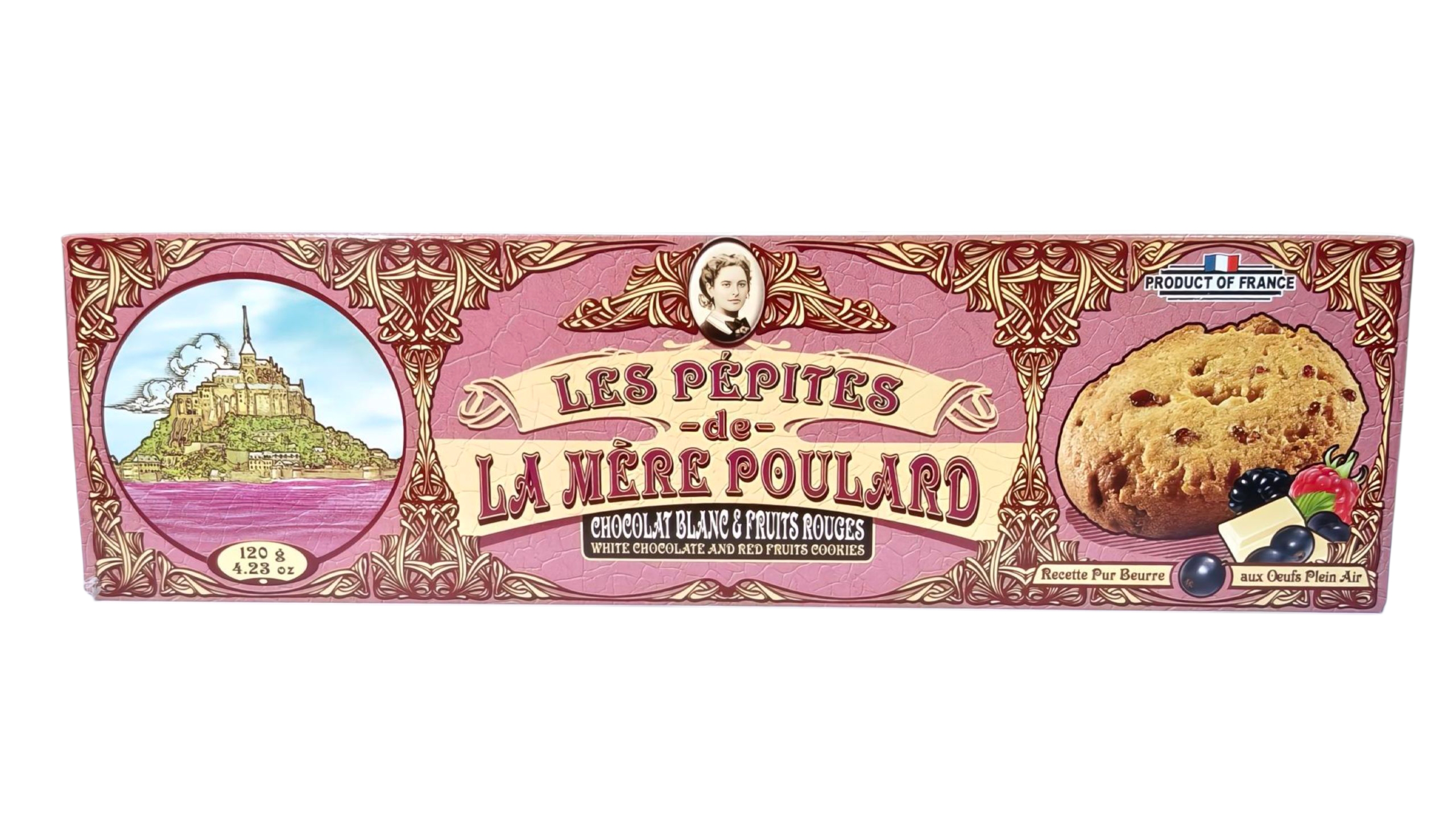 La Mere Poulard White Chocolate & Red Fruits French Cookies 120g