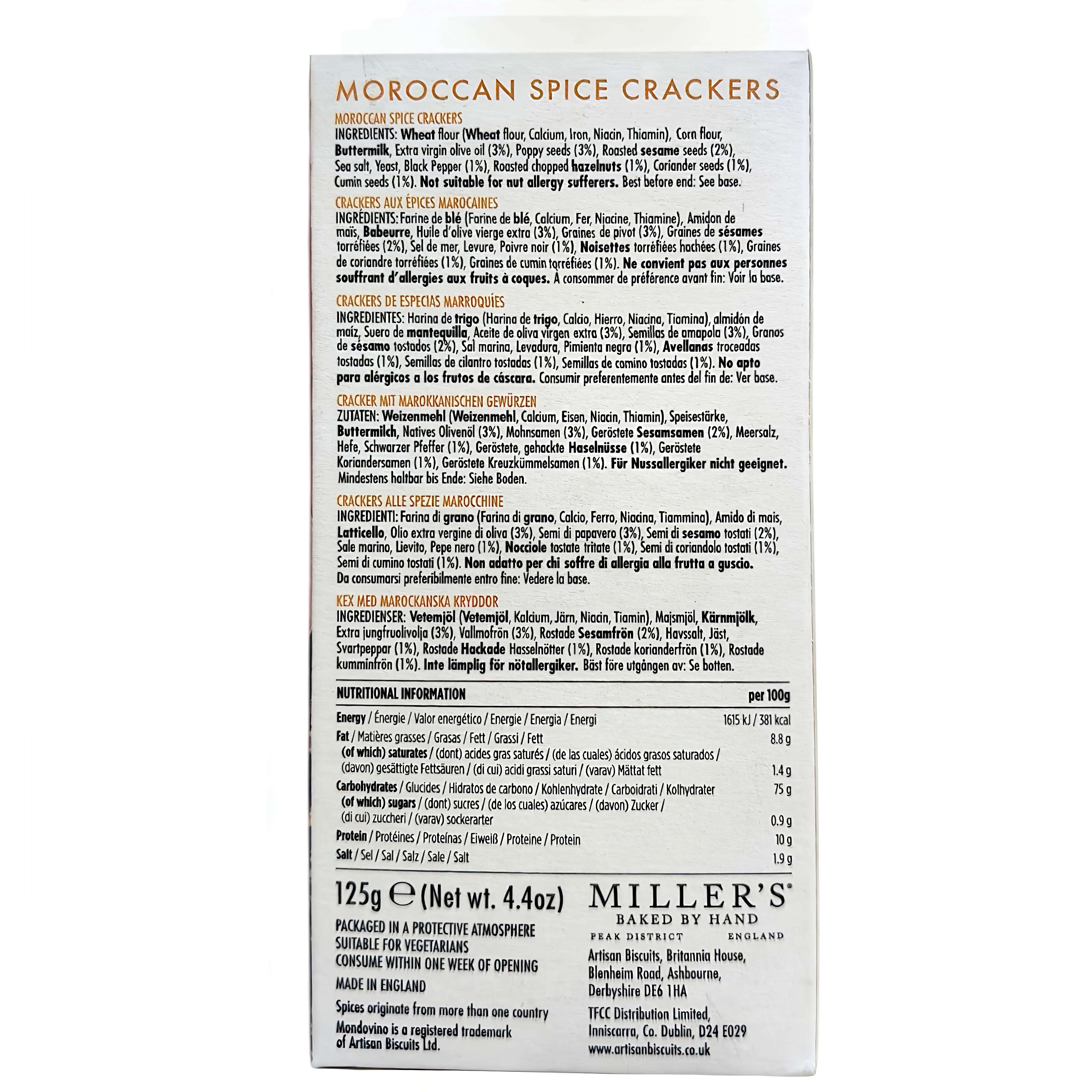 Miller’s Mondovino Moroccan Spice Crackers, 125g