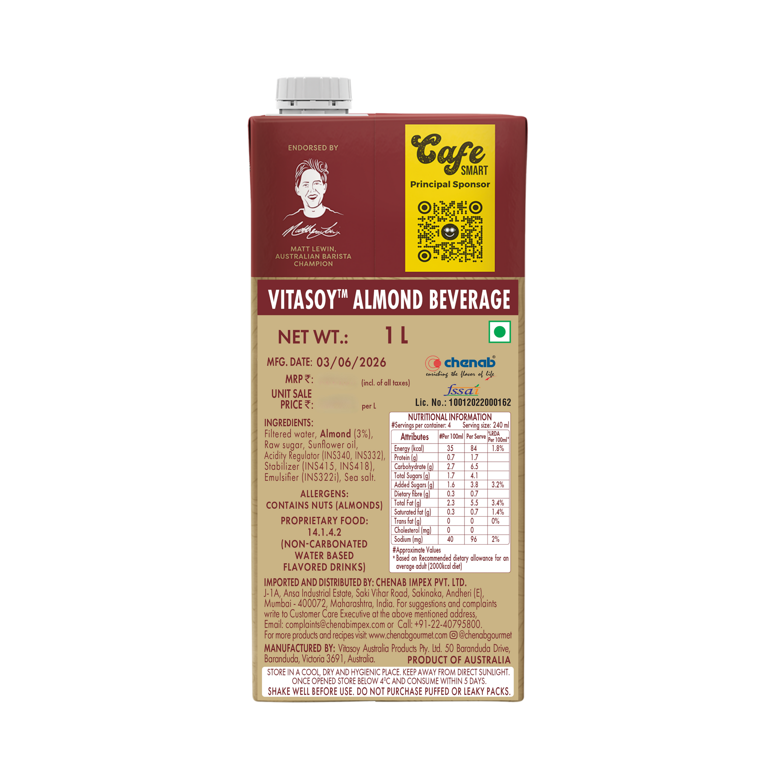 Vitasoy Barista’s Choice Almond Beverage 1L