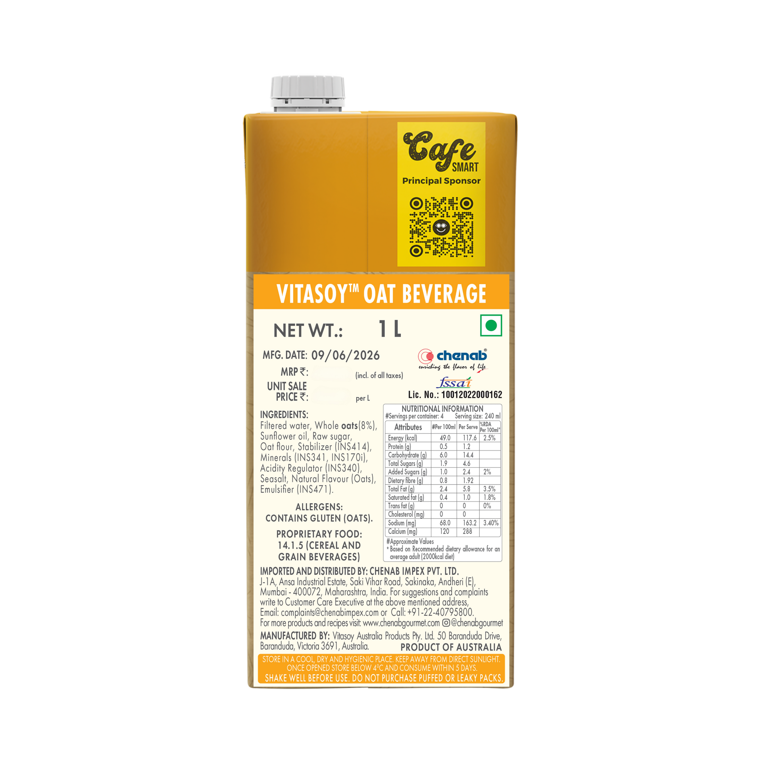 Vitasoy Barista’s Choice Oat Beverage 1L