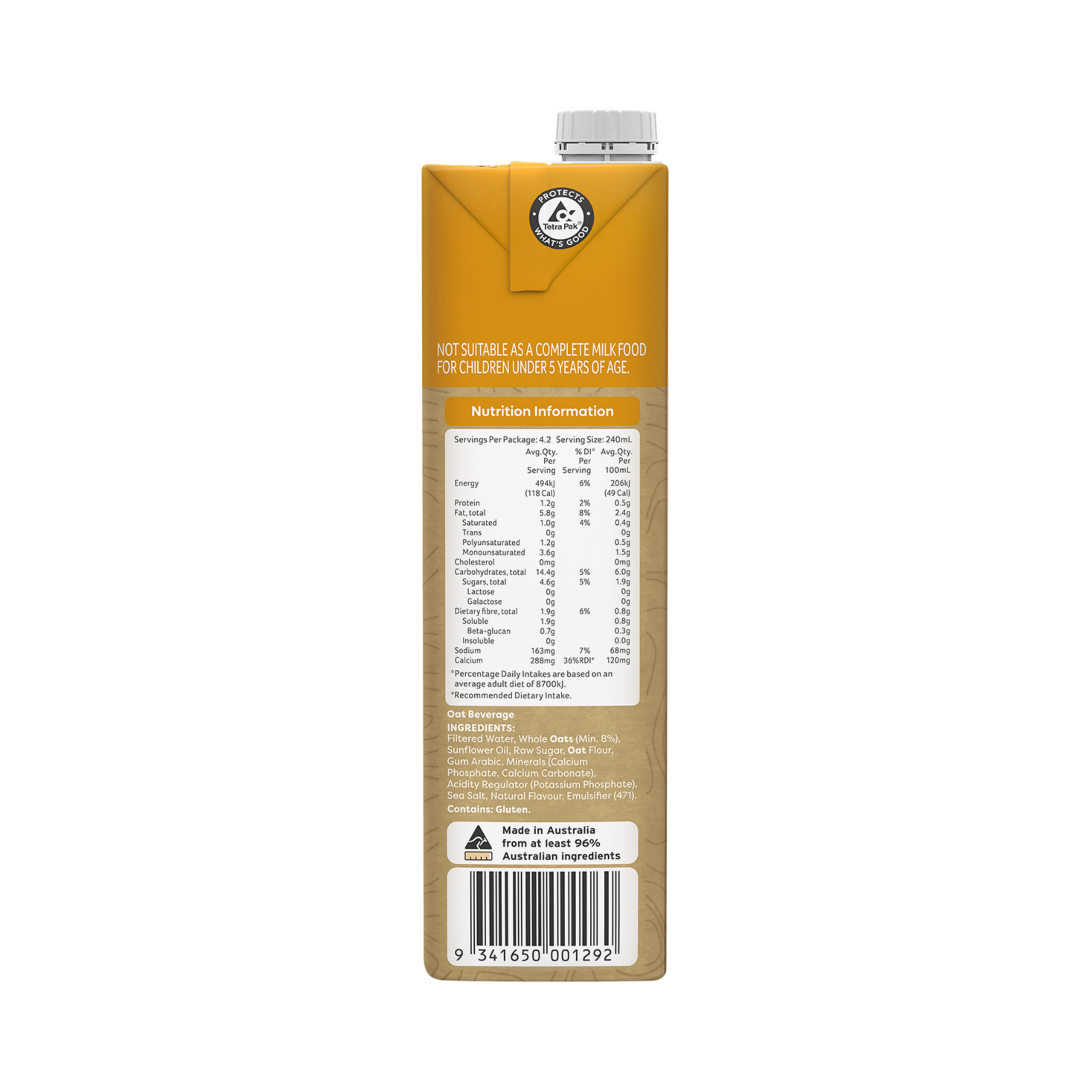 Vitasoy Barista's Choice Oat Beverage - Side -1